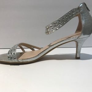 Silver Bella Luna Ankle Strap Low Heel